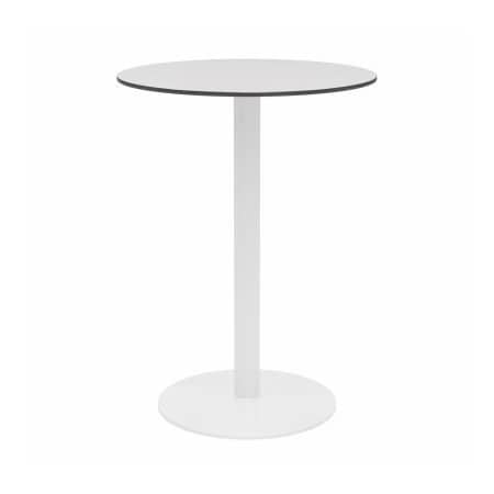 Kfi KFI 30" Round Outdoor Bar Table - Fashion Gray Phenolic Top - White Aluminum Frame - Ivy Series OLTP30RD-B2200WH-D381-41